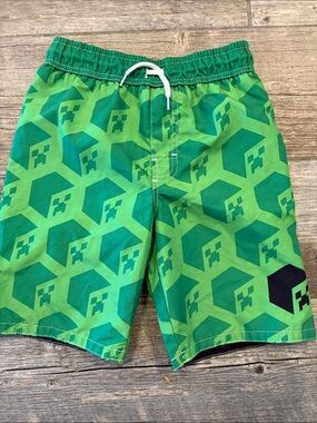 BOYS MINECRAFT SWIM TRUNKS creeper size medium